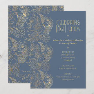 Gold Filigree Art Deco | Toucan Birthday Einladung