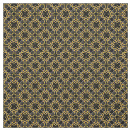 Gold Filigree Blume & Black Gray Karo Muster Stoff