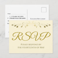 Gold Filigree Border Elegantes Cream Wedding RSVP