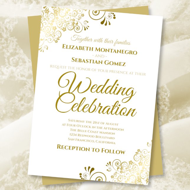 Gold Filigree Chic Elegant Festliche Hochzeit Einladung (Von Creator hochgeladen)