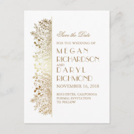 Gold Filigree Elegant Floral Save the Date Ankündigungspostkarte