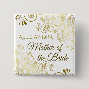 Gold Filigree Mutter der Braut-Brautkennzeichen Button