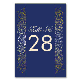 Gold Filigree Navy Hochzeitssemble Tischnummer