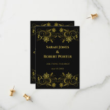 Gold Filigree und Skript auf schwarzem Hintergrund