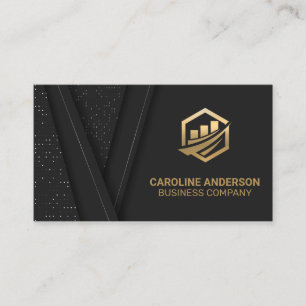 Gold Finance Icon   Black Luxury Background Busine Visitenkarte