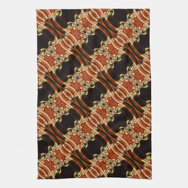 Gold Fire Frills Batik Kitchen Tee Tuch (Vertikal)