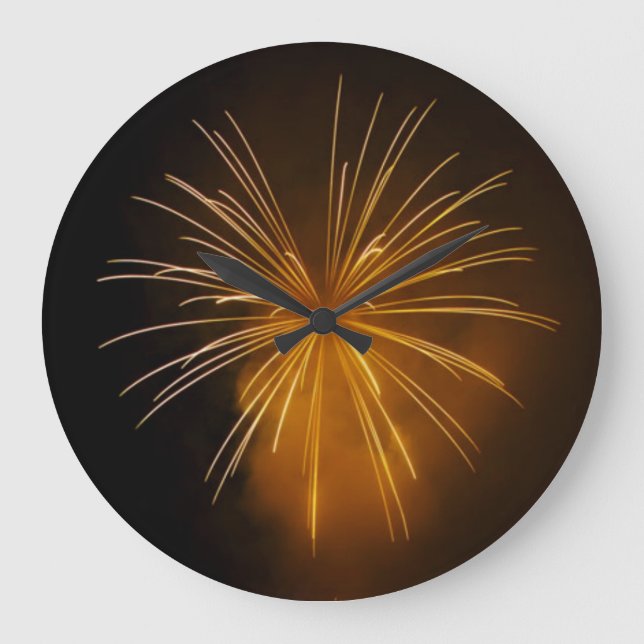 Gold Fireworks Clock Große Wanduhr (Vorderseite)