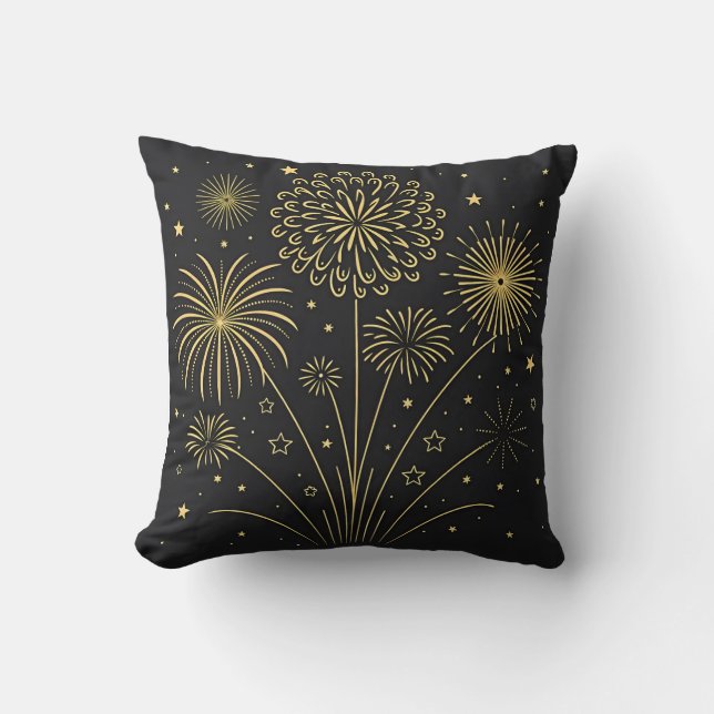 Gold Fireworks Premium Cushion Kissen (Vorderseite)