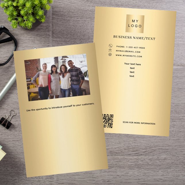 Gold-Firmenlogo Foto qr-Code Flyer (Von Creator hochgeladen)