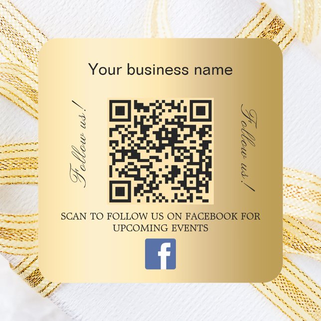 Gold Firmenname qr Code Facebook Quadratischer Aufkleber (Von Creator hochgeladen)