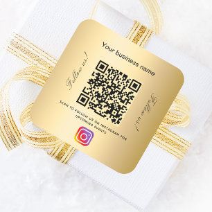 Gold-Firmenname qr-Codeinstagramm Quadratischer Aufkleber