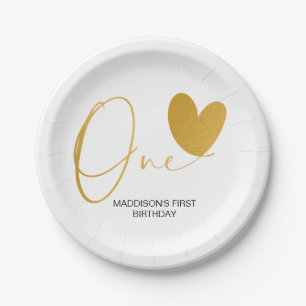 Gold First Birthday Party Deco Ein Geburtstag Pappteller