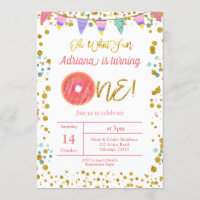 Gold First Birthday Party Donner Thema Einladung