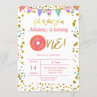 Gold First Birthday Party Donner Thema Einladung