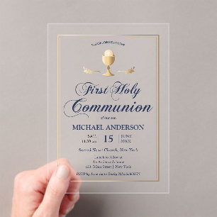 Gold First Communion Elegante Einladung