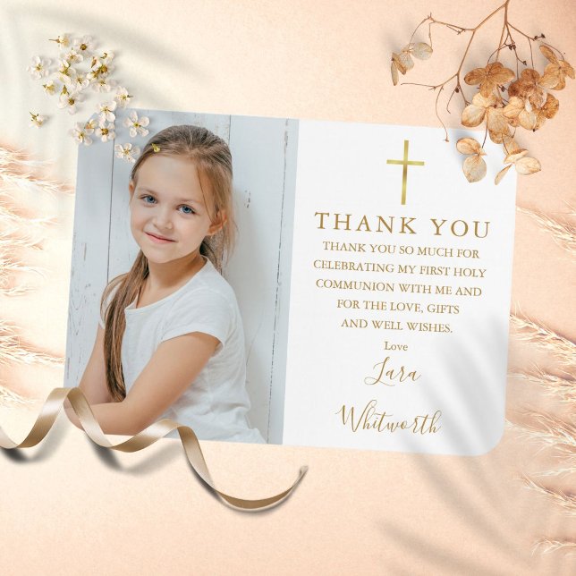 Gold First Heilige Kommunion Foto Vielen Dank Magnet (Gold First Holy Communion Photo Thank You Magnet)