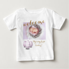 Gold First Oaster Eggs Begrüßung Foto Baby Announc T-shirt