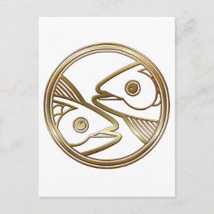 Gold Fisces Zodiac Fish Astrologie Zeichen Postkarte