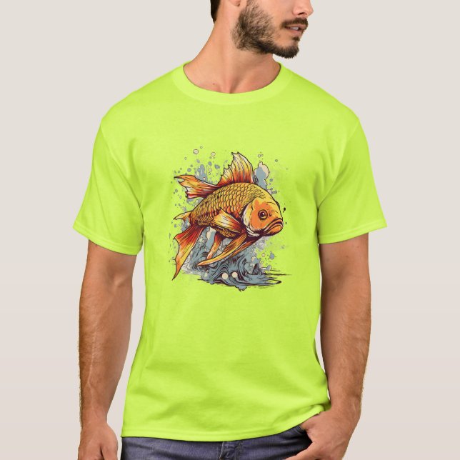 Gold Fish Art Design Vector und Illustrator T-Shirt (Vorderseite)
