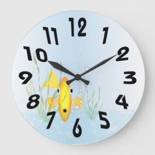 Gold Fish Bowl Clock Große Wanduhr