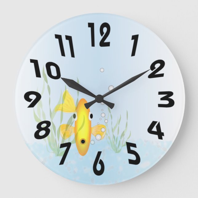 Gold Fish Bowl Clock Große Wanduhr (Vorderseite)