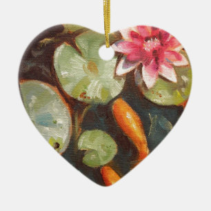 Gold Fish Koi Pond Water Lilies Keramikornament