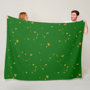 Gold Flakes auf Smarald Green Fleecedecke