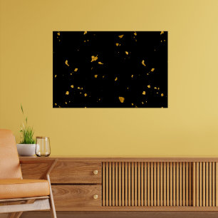 Gold Flakes Black Poster