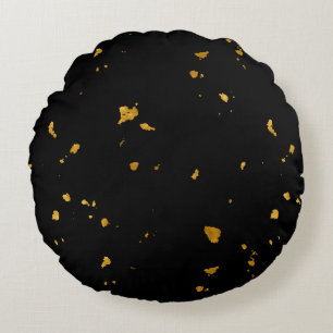 Gold Flakes Black Rundes Kissen