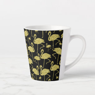 Gold Flamingo Bird Glitzer auf Black Design Milchtasse