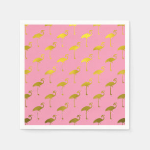 Gold Flamingo Imitate Metallic Foil Tropischer Fla Serviette