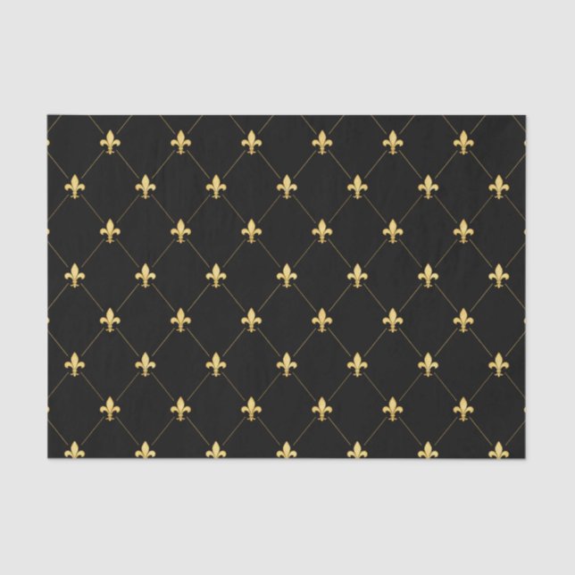 Gold Fleur-de-Lis Black Seidenpapier (Vorderseite)