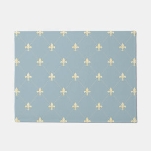 Gold Fleur-de-Lis Dusky Blue 18x24 Fußmatte