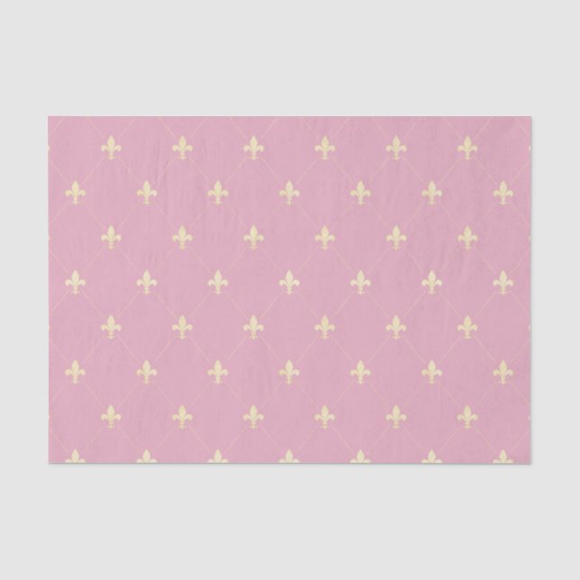 Gold Fleur-de-Lis Dusky Pink Seidenpapier (Vorderseite)