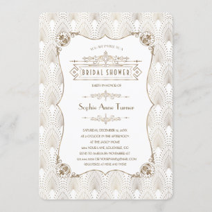 Gold Fleur-de-lis Great Gatsby 20er Brautparty Einladung