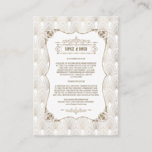 Gold Fleur-de-lis Great Gatsby 20s Wedding Details Begleitkarte
