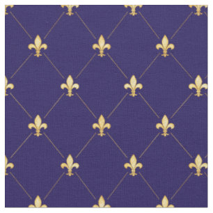 Gold Fleur-de-Lis (klein) Midnight Blue Stoff