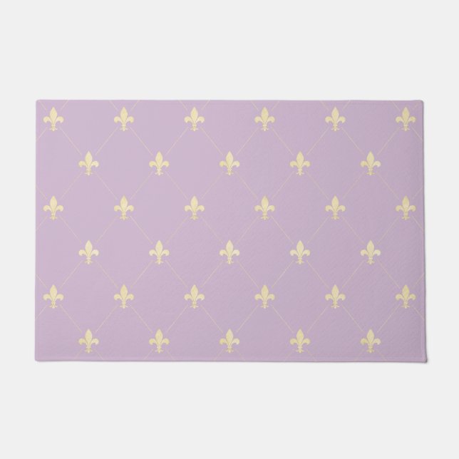 Gold Fleur-de-Lis Lilac Fußmatte (Vorderseite)