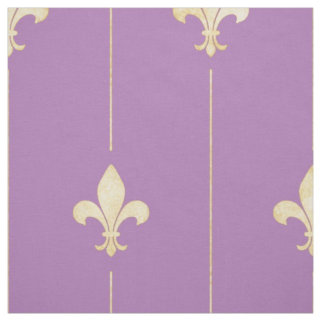 Gold Fleur-de-Lis mit Lines Lilac (groß) Stoff (Muster)