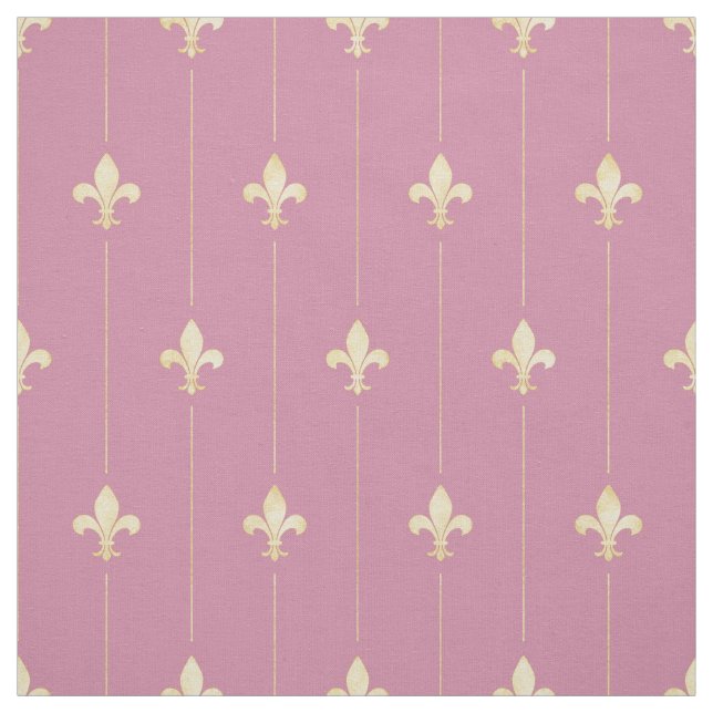 Gold Fleur-de-Lis mit Rosa (kleiner Maßstab) Stoff (Muster)
