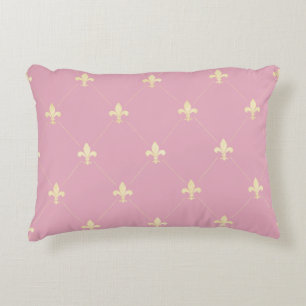 Gold Fleur-de-Lis Pink Dekokissen