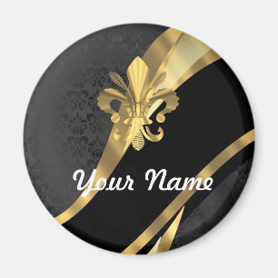 Gold Fleur de Lys auf Schwarzem Magnet