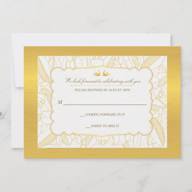 Gold Flora Blisterkarte Einladung (Vorderseite)