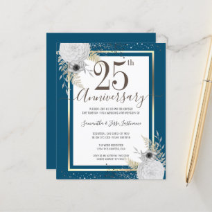 Gold Floral 25 th Wedding Anniversary Paper Sheet