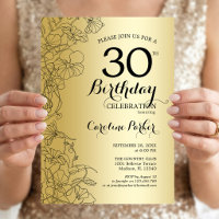 Gold Floral 30. Geburtstag Party
