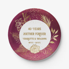 Gold Floral 40 Jahre Ruby Wedding Pappteller