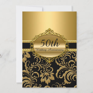 Gold Floral 50. Hochzeitstag Einladung