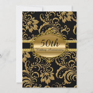 Gold Floral 50. Hochzeitstag Einladung