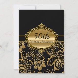 Gold Floral 50. Hochzeitstag Einladung