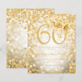 Gold Floral 60. Geburtstag Glam Lights